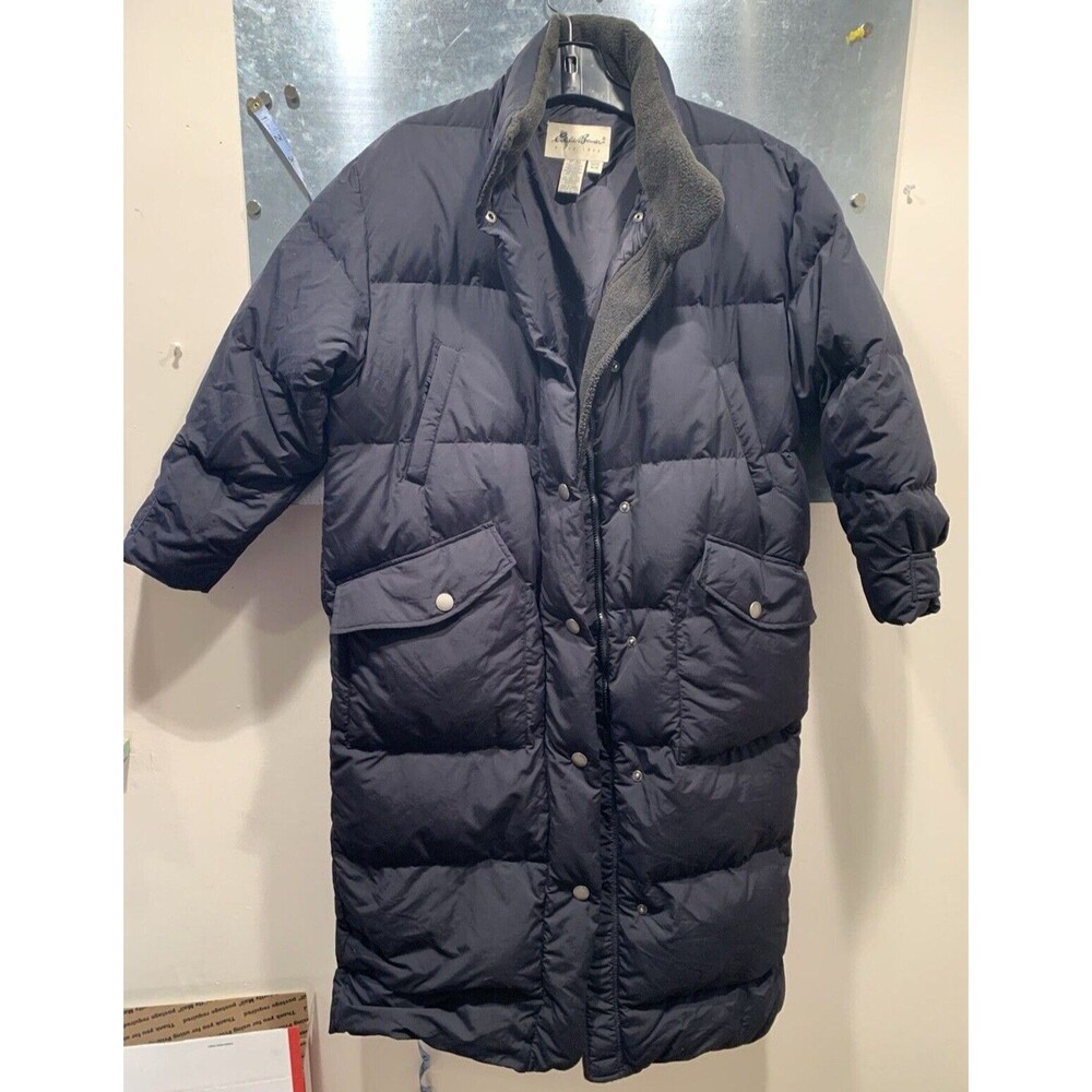 Goose Down Puffer Full Length Coat Jacket Eddie Bauer  M/Petite Black NO HOOD
